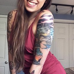 Tattooed Petite Wife Spreads and Shows Off Anal Plug