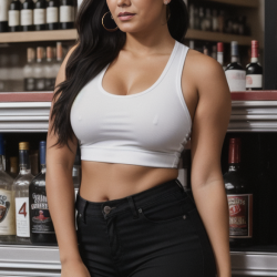 Latina at liquor store